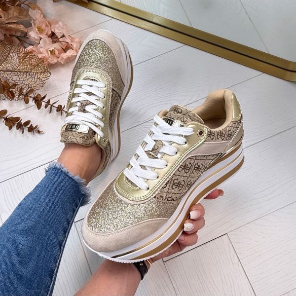 Guess Hansin Beibr Gold Women's Platform Trainers – 5cm Heel & Trendy Low-Top Style