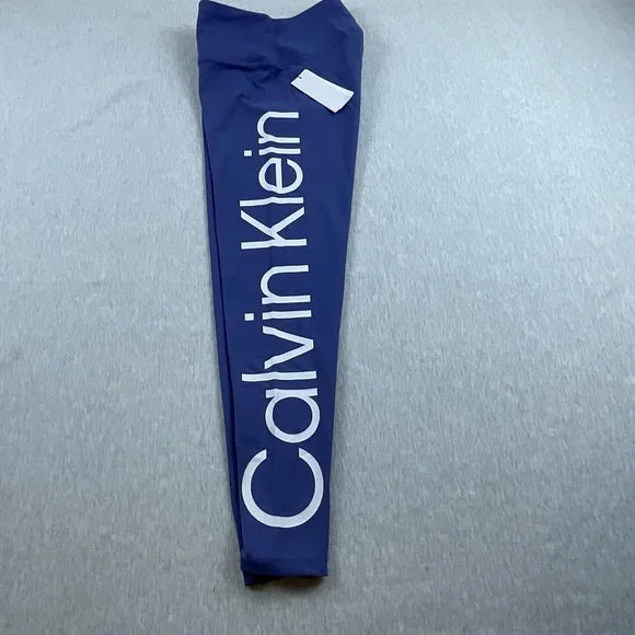 Calvin Klein Womens Performance High Rise Logo Back Leggings Black Size Small