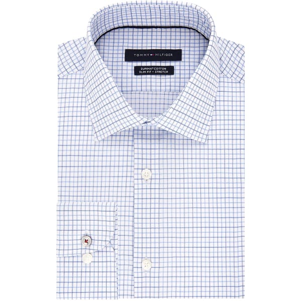 tommy hilfiger slim dress shirt Tommy Hilfiger Men's Dress Shirt Stretch Slim Fit Check Periwinkle – 200  Brands