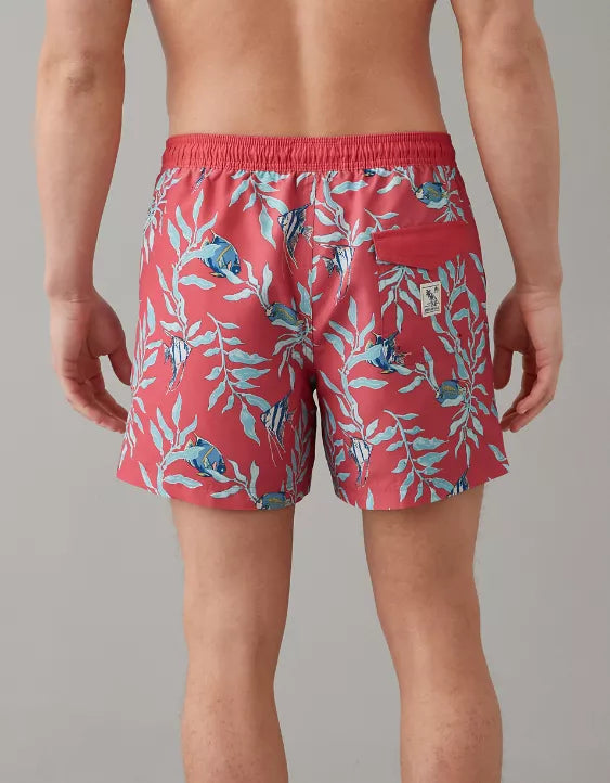 american eagle MEN SHORT Swim Trunk Preppy Red