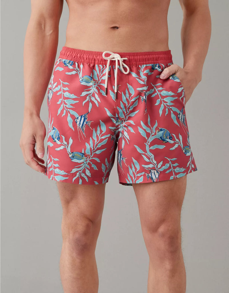 american eagle MEN SHORT Swim Trunk Preppy Red