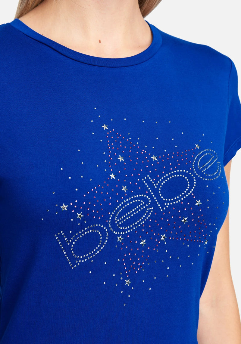 BEBE LOGO RHINESTONE TEE