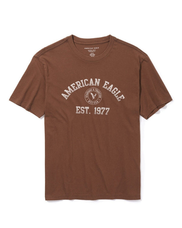 AMERICAN EAGLE Regular Fit Brand Print Crew-Neck T-Shirt MEN