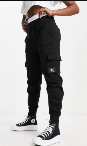 Calvin Klein logo cargo sweatpants in black