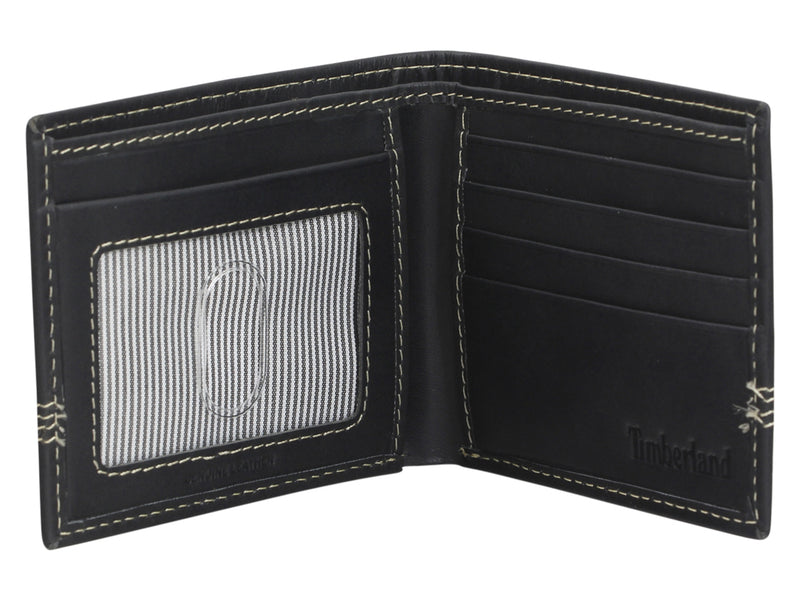 Timberland Mens Bifold Wallet Leather Card Wallet Black