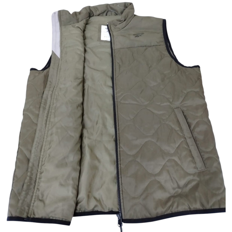 REEBOK Quilted Sleeveless Jacket with Brand Logo OLIVE