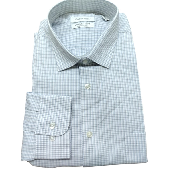 Calvin Klein Men's Regular Fit Stretch Long Sleeves Blue Plaid