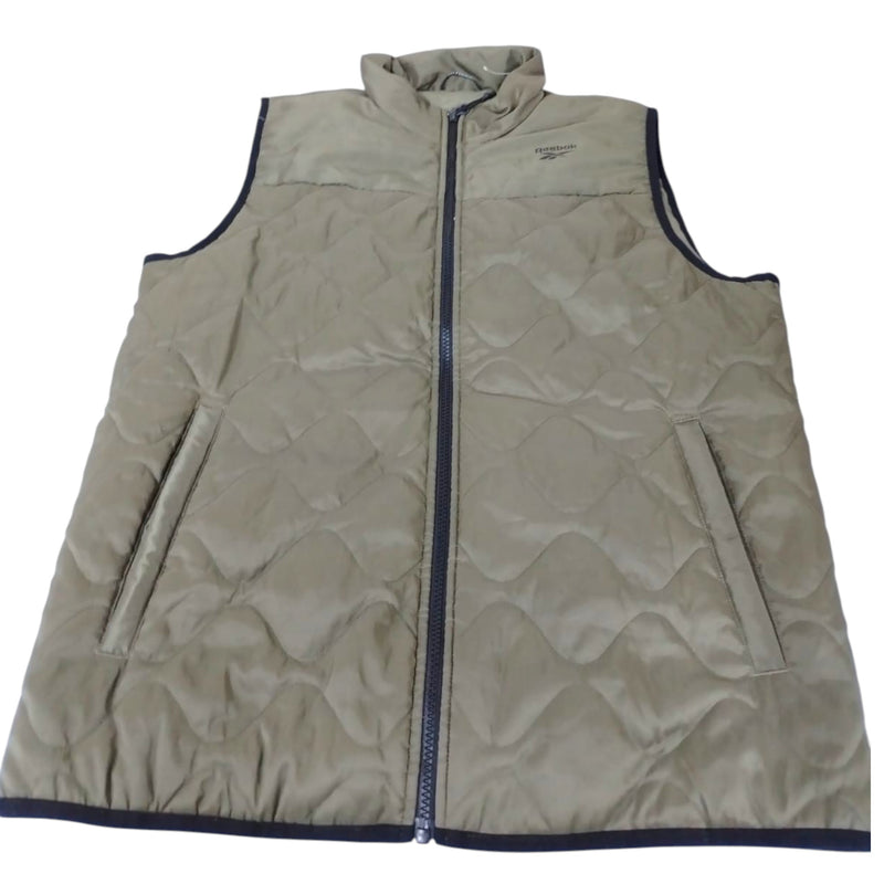 REEBOK Quilted Sleeveless Jacket with Brand Logo OLIVE