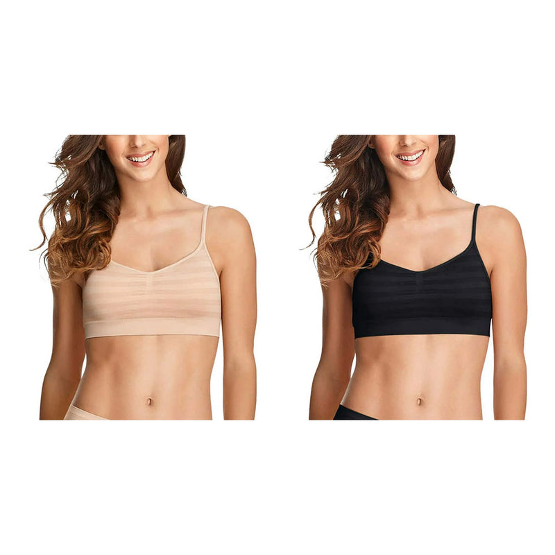 Jockey Women 2-Pack Seamfree Microfiber Stretch Bralette 1234635 Black/Nude S