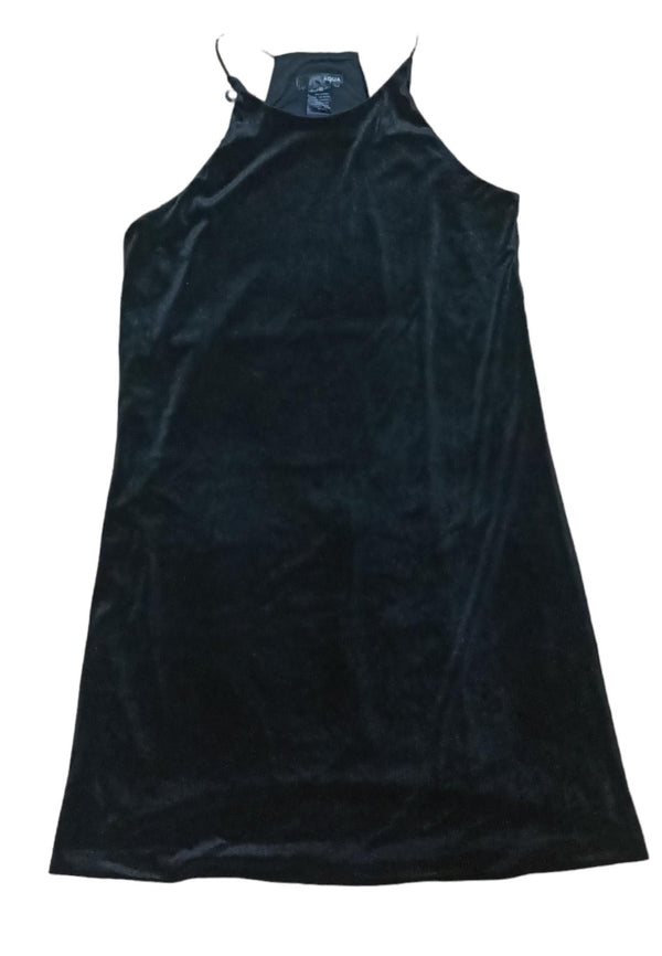Aqua Black crushed velvet dress