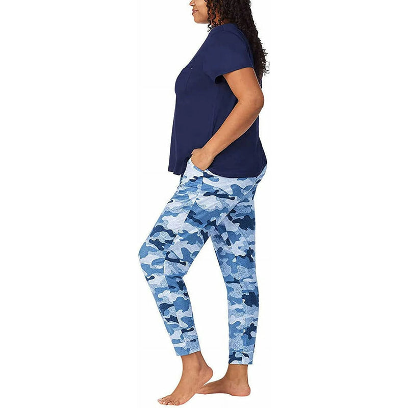 Jane and Bleecker Women's 2 Piece Cozy Pajama Set Navy Camo