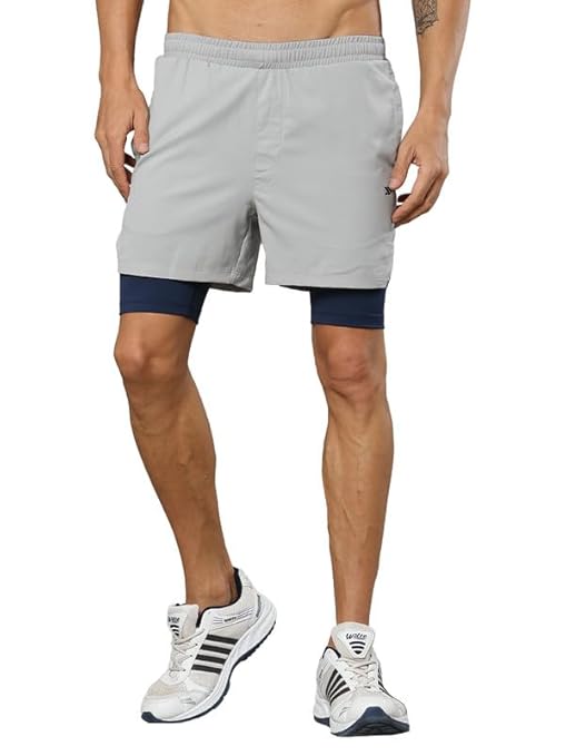 JOLGER Men's Performance Running Shorts with Built-in Compression Tights