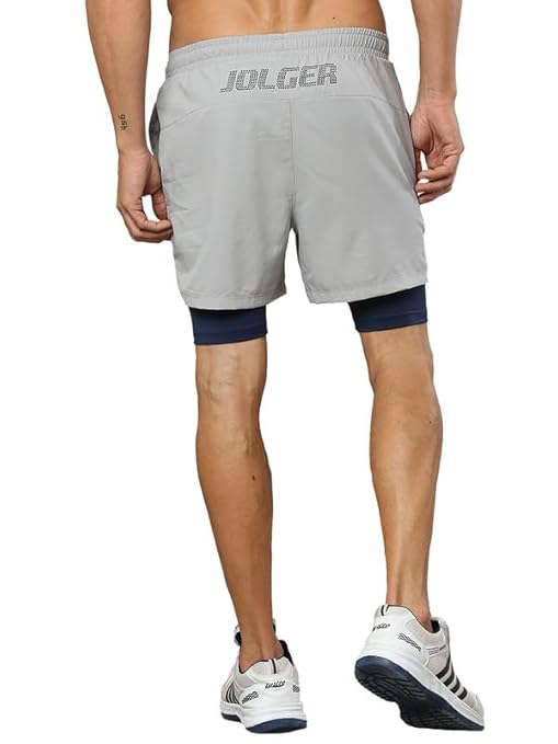JOLGER Men's Performance Running Shorts with Built-in Compression Tights
