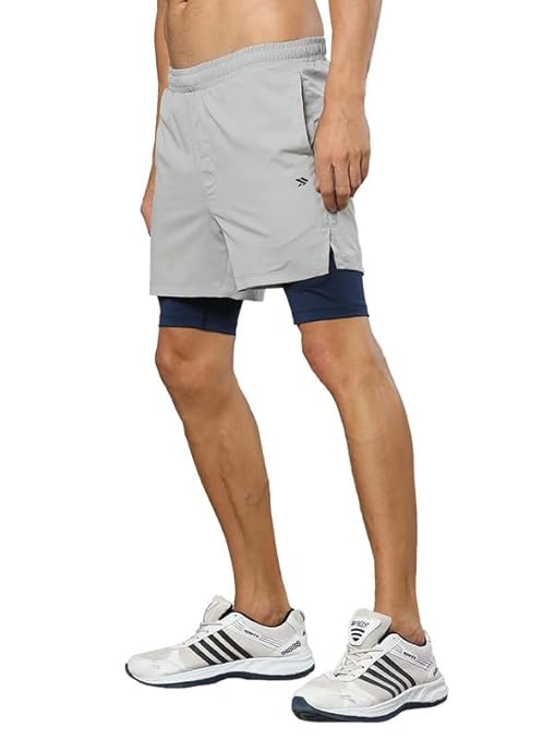 JOLGER Men's Performance Running Shorts with Built-in Compression Tights