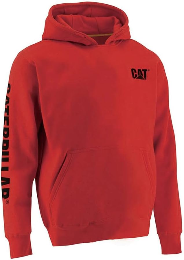 Caterpillar Trademark Banner Hoodies for Men Featuring CAT Logo on Chest and Sleeve with S3 Cord Management
