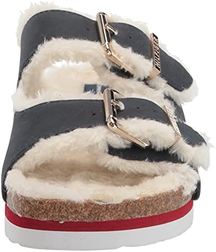 Tommy Hilfiger - Bonia Womens Faux Fur Open Toe Slide Sandals