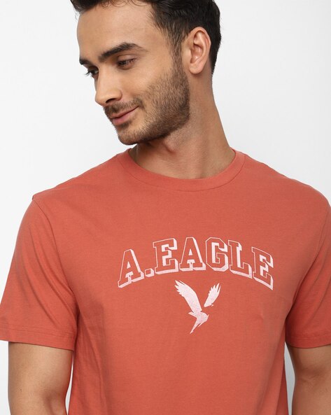 AMERICAN EAGLE Regular Fit Brand Print Crew-Neck T-Shirt