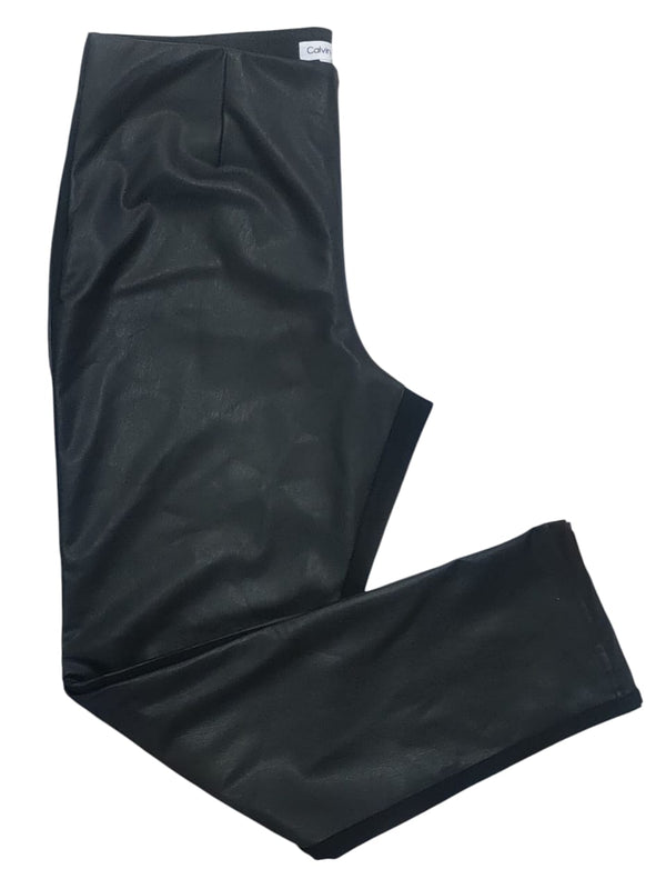 Calvin Klein Women Leather Pants-Black