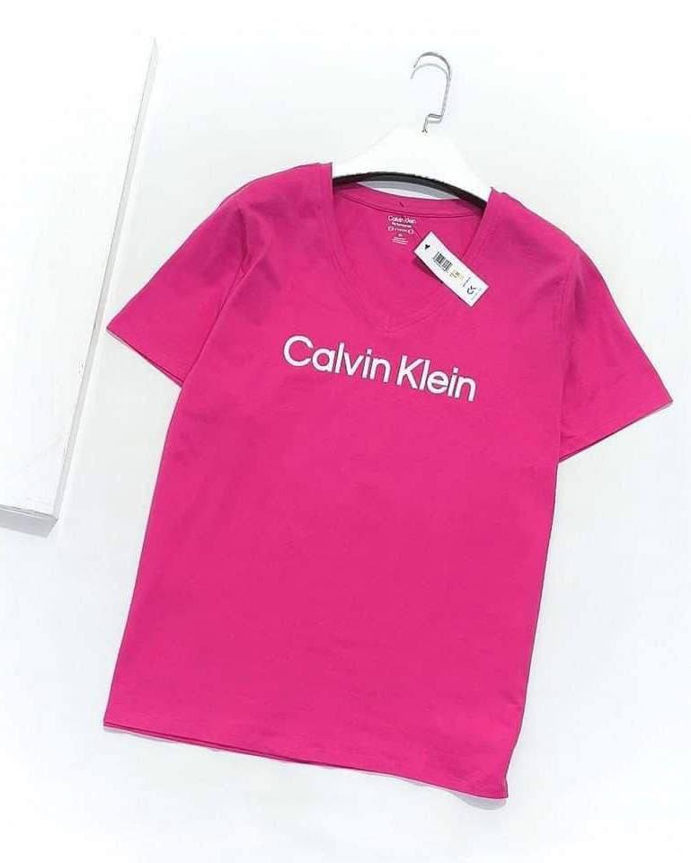 Calvin Klein Monogram V-Neck Logo-Print T-Shirt for Women