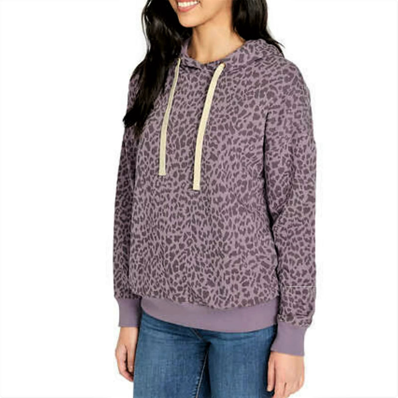 Buffalo David Bitton Women's Hoodie Super Soft Cotton Blend Fleece Leopard Print Hooded Sweatshirt