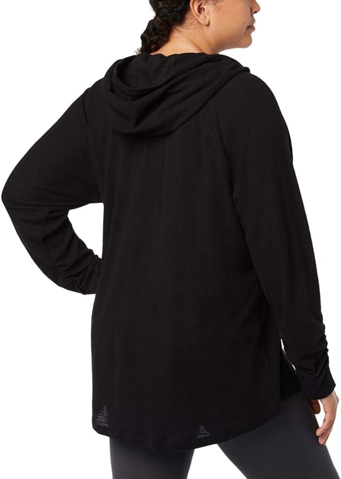 Calvin Klein Women's Long Sleeve Shirred Zip Up Hoodie