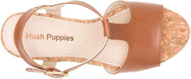 Hush Puppies  Ladies Leather Wedge Sandals Tan