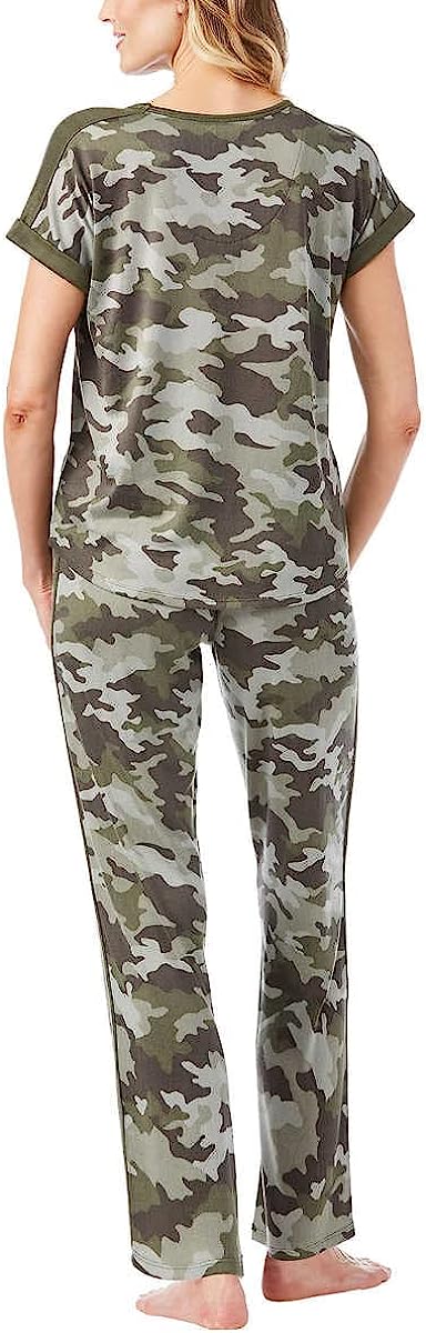 Lucky Brand Women's 4 piece Pajama Set Camo Distressed