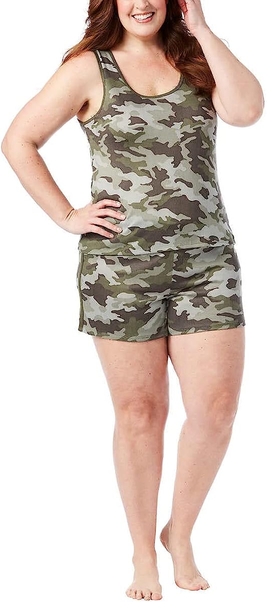 Lucky Brand Women's 4 piece Pajama Set Camo Distressed