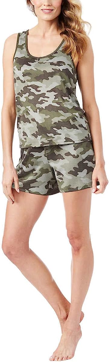 Lucky Brand Women's 4 piece Pajama Set Camo Distressed