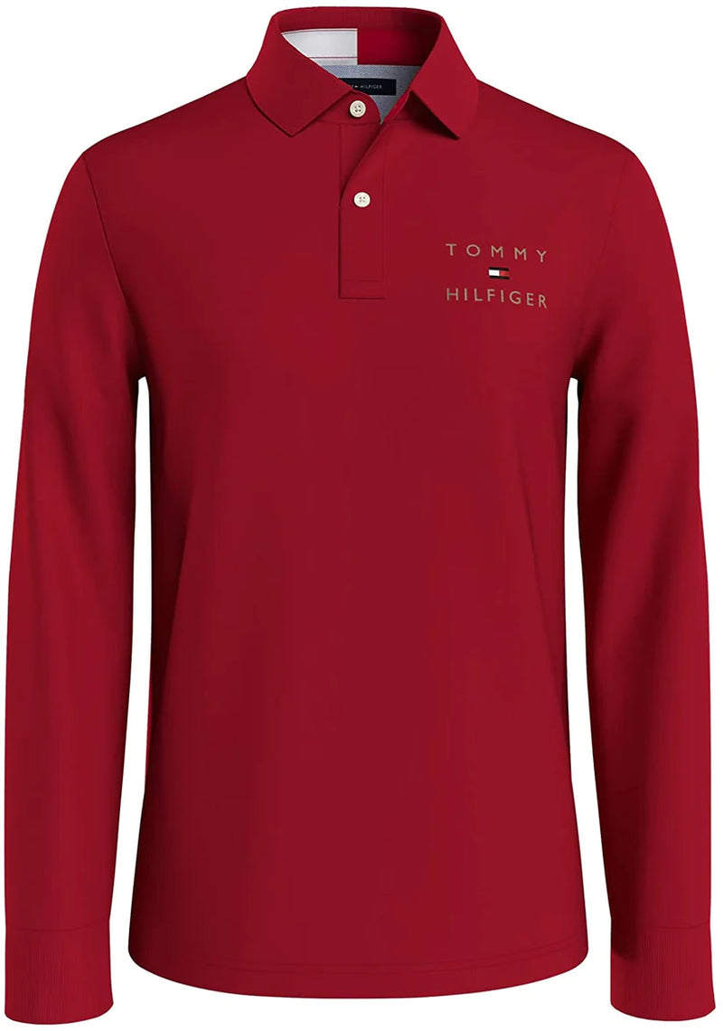 Tommy Hilfiger Men Long Sleeve Custom Fit Flag Polo Shirt