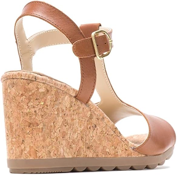 Hush Puppies  Ladies Leather Wedge Sandals Tan