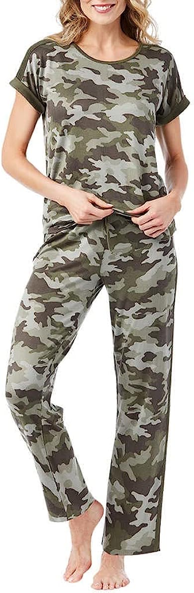 Lucky Brand Women's 4 piece Pajama Set Camo Distressed