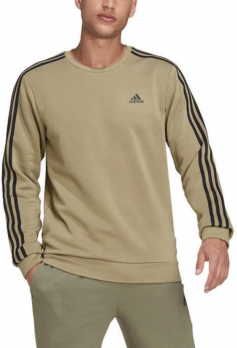 Adidas Men’s 3-Stripe Fleece Crew Neck Sweatshirt,