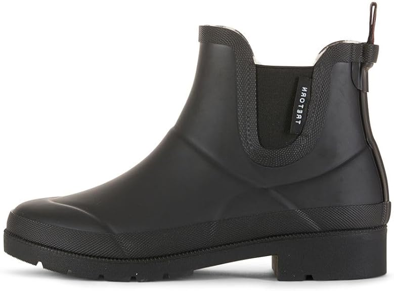 Tretorn Lina Womens Chelsea Rain Boots Black Rubber Fur Lined