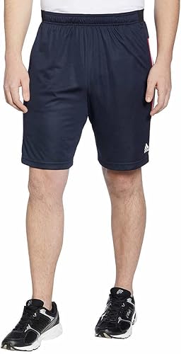 adidas Mens 3 Stripe Shorts with Zipper Pockets (Legend Ink/White)