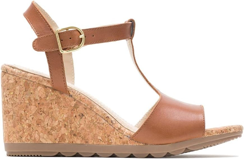 Hush Puppies  Ladies Leather Wedge Sandals Tan