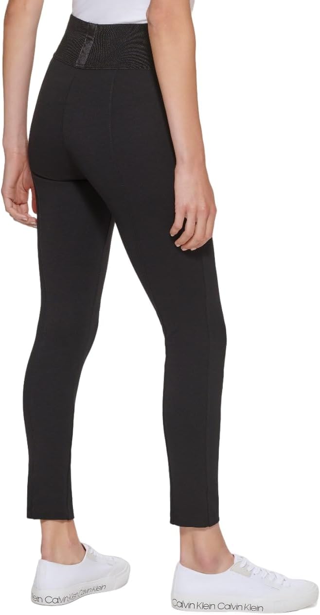 Calvin Klein Women's Modern Essential Power Stretch Legging with Waistband, Black