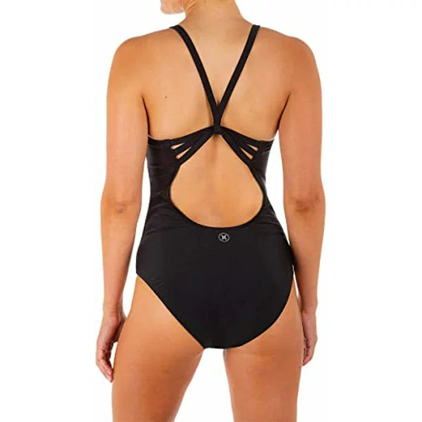 Hurley Women's Cross Back One Piece Swimsuit (Black)