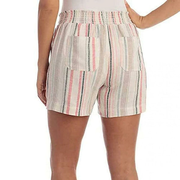 BRIGGS WOMEN'S SMOCKED WAIST LINEN BLEND SHORTS