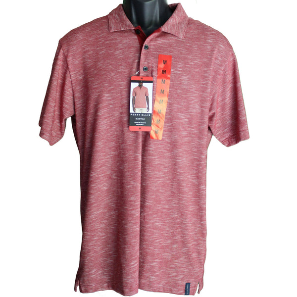 Perry Ellis Men Moisture Wicking Short Sleeve Slub Polo Shirt