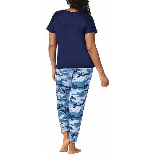 Jane and Bleecker Women's 2 Piece Cozy Pajama Set Navy Camo