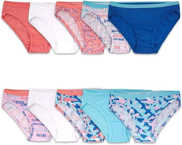 Fruit Of The Loom Girls 10 Pack Cotton Tag-free Bikinis