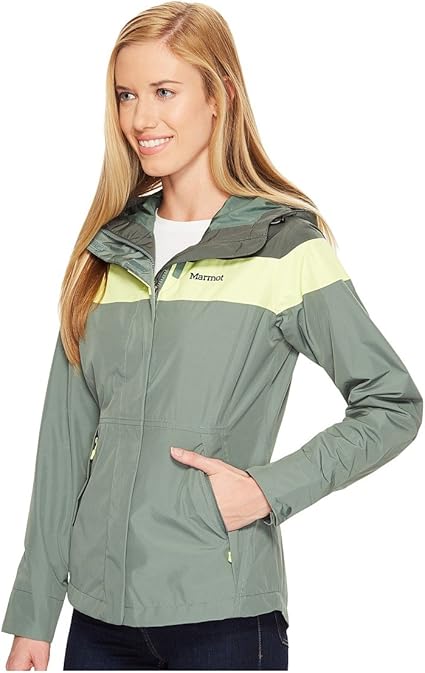 MARMOT Womens Full Zip Rain Jacket Hooded Urban Army Dark Zinc