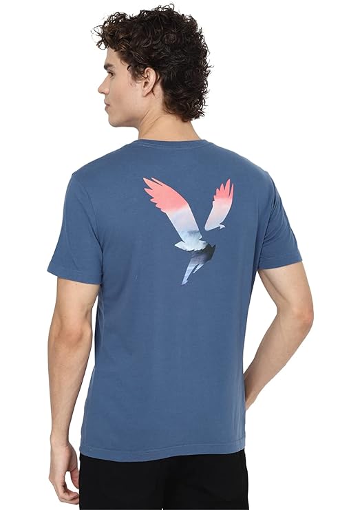 American Eagle Men's Blue Super Soft Graphic T-Shirt