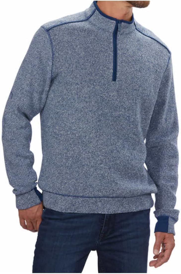 GREG NORMAN Mens Plush Fleece Knit 1/4 Quarter Zip Pullover MEDIUM Sweater BEIGE