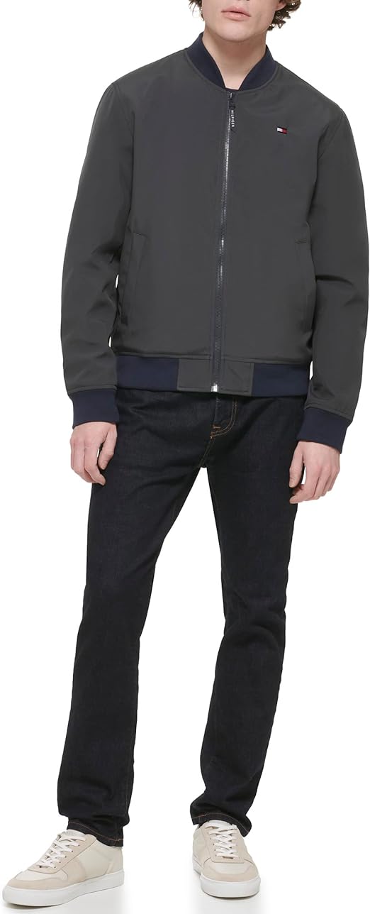 Tommy Hilfiger Men's Lightweight Varsity Rib Knit Bomber Jacket Shell