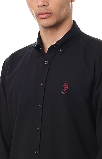 US Polo Assn. Mens Embroidered Button Long Sleeve Shirt Solid