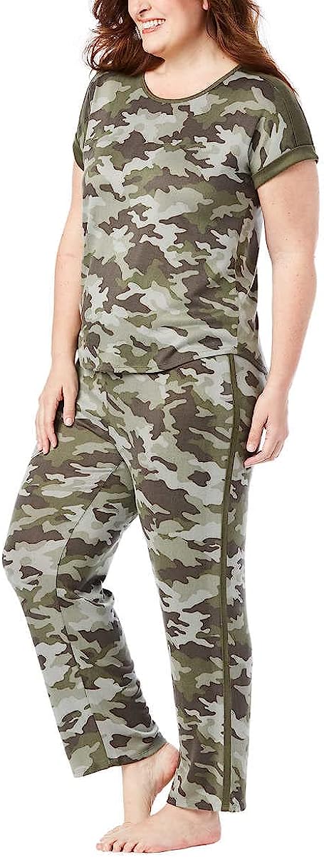 Lucky Brand Women's 4 piece Pajama Set Camo Distressed