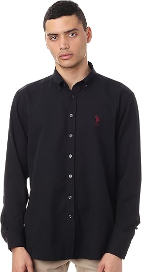 US Polo Assn. Mens Embroidered Button Long Sleeve Shirt Solid