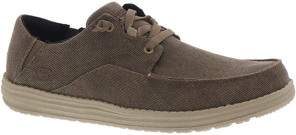 Skechers Men Melson Volgo Canvas Slip On Moccasin Shoe-Brown
